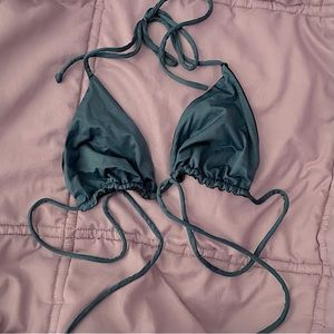blue and black reversible string bikini top